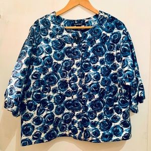 Ellen Tracy Bell Sleeve Silk and Cotton Swing Jacket